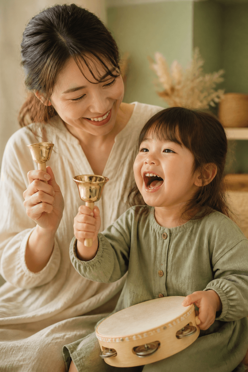 手拍子とタンバリンで楽しむ親子